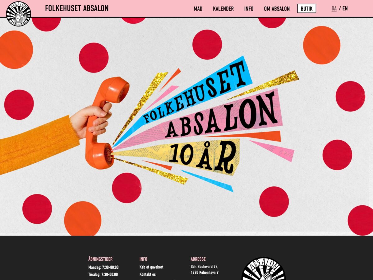 Screenshot, absaloncph.dk.