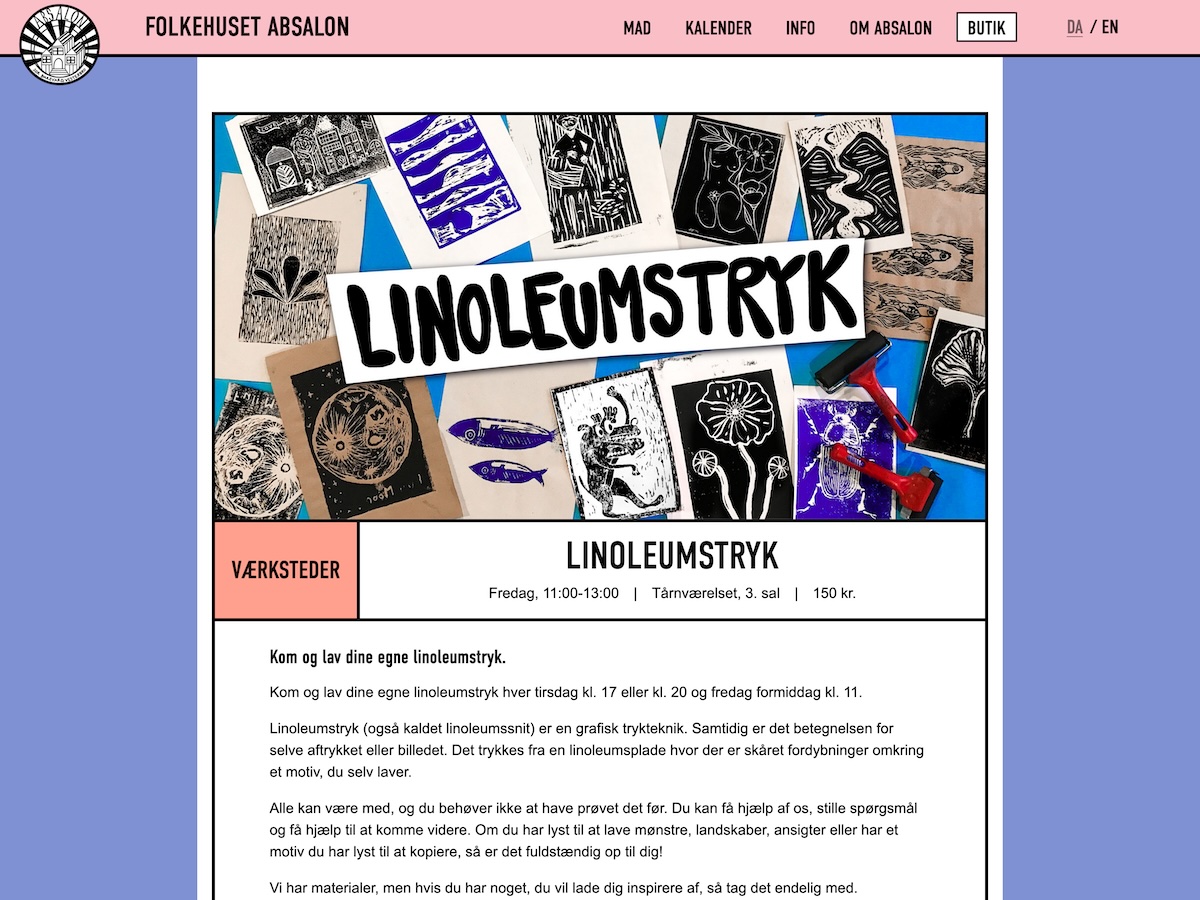 Screenshot, absaloncph.dk.
