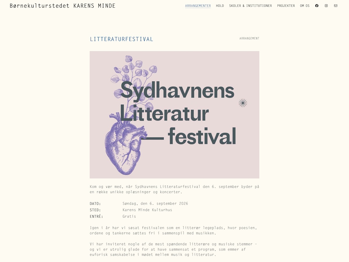 Screenshot af arrangement på bkultur.dk.