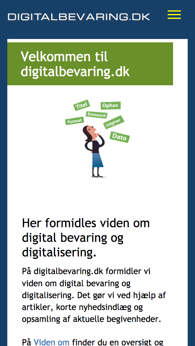 digitalbevaring.dk - smartphone version.