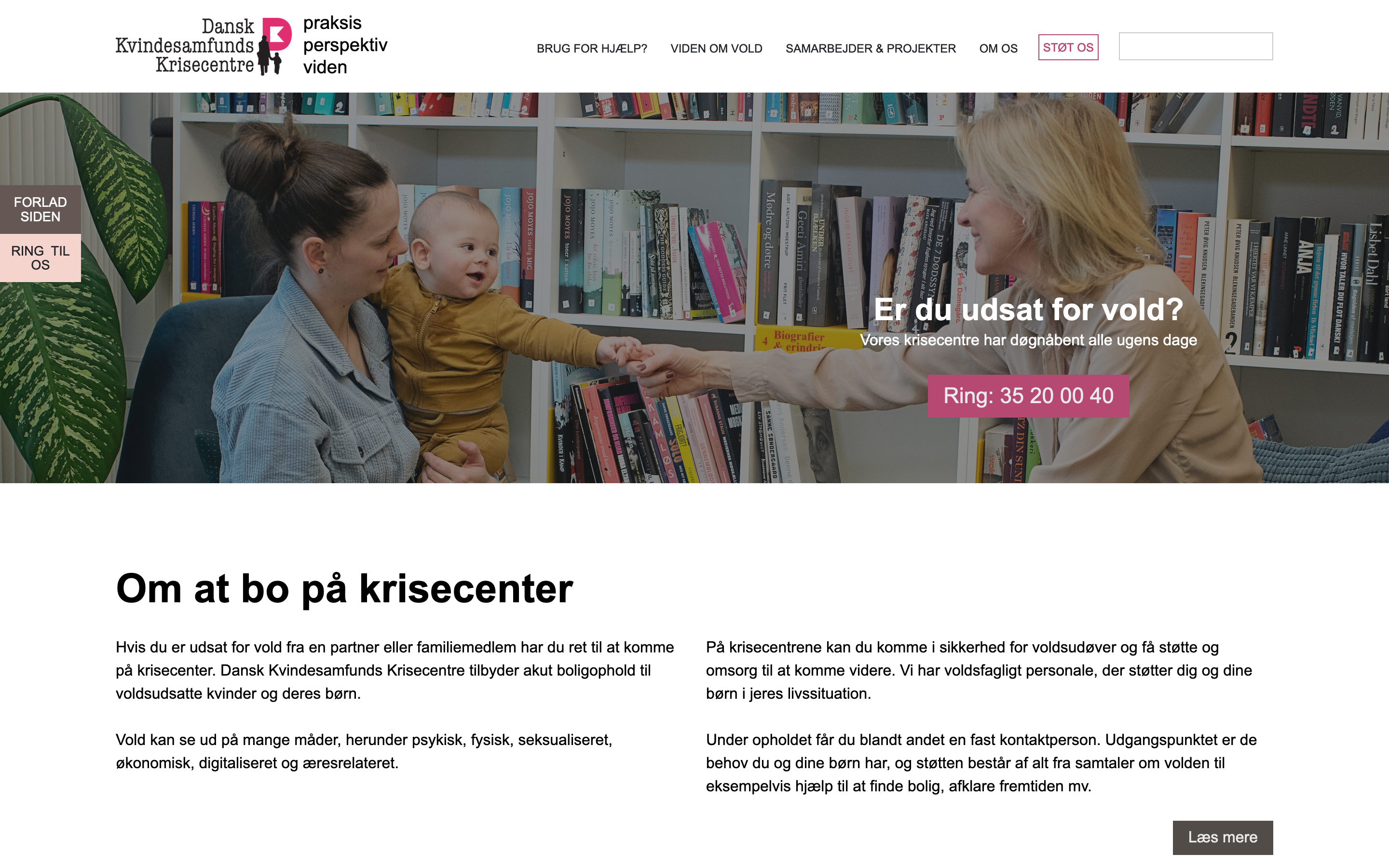 Screenshot af krisecentrene.dk